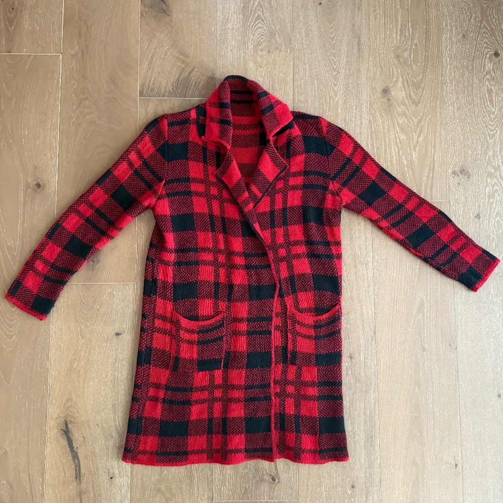 Italian Red Buffalo Check Coatigan